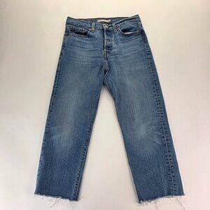 LEVI STRAUSS Premium WEDGIE STRAIGHT JEANS Distressed bottom Women's 26